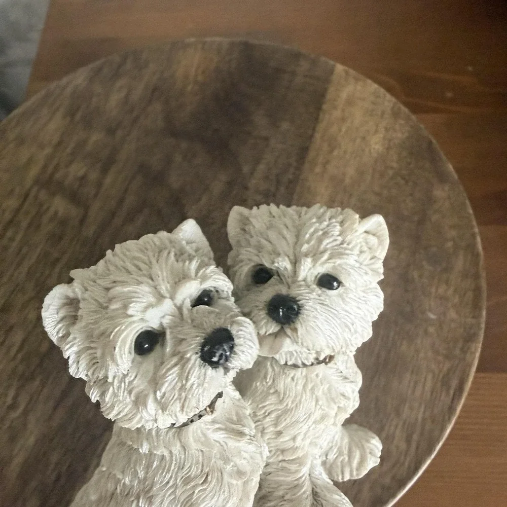 VTG 1997 Barkers West Highland Terrier Dogs Puppies Resin Figurine Snowy&Frosty